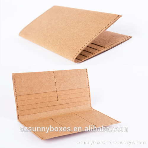 Washable Kraft Paper Folding Long Wallet With 9 Card Slots